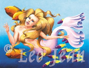 Leo Jean's pencil crayon painting: "Mermaid"