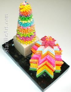 Leo Jean's Starlike© paper sculptures depicting buildings