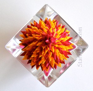 Leo Jean's Starlike© paper sculpture mounted on crystal box