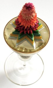 Leo Jean's Starlike© paper sculpture on glass filled with resin and beads