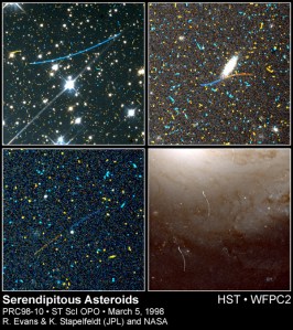Asteroids orbiting in main belt between Mars and Jupiter via hubblesite.org Image Credit: R. Evans & K. Stapelfeldt (JPL) and NASA