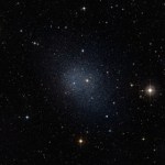 This dwarf spheroidal galaxy in the constellation Fornax is a satellite of our Milky Way and is one of 10 used in Fermi's dark matter search. The motions of the galaxy's stars indicate that it is embedded in a massive halo of matter that cannot be seen. Image credit: ESO/Digital Sky Survey 2